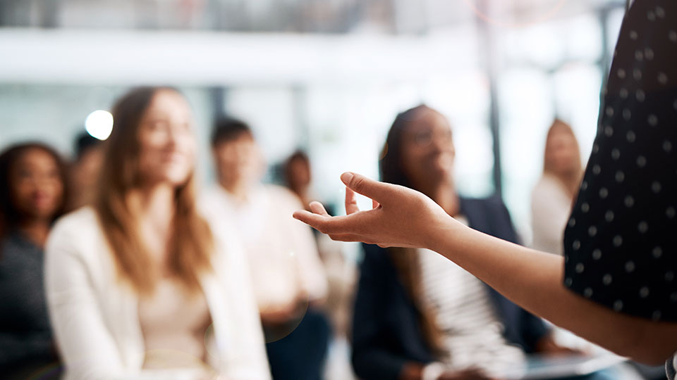 A presentation in front of an audience