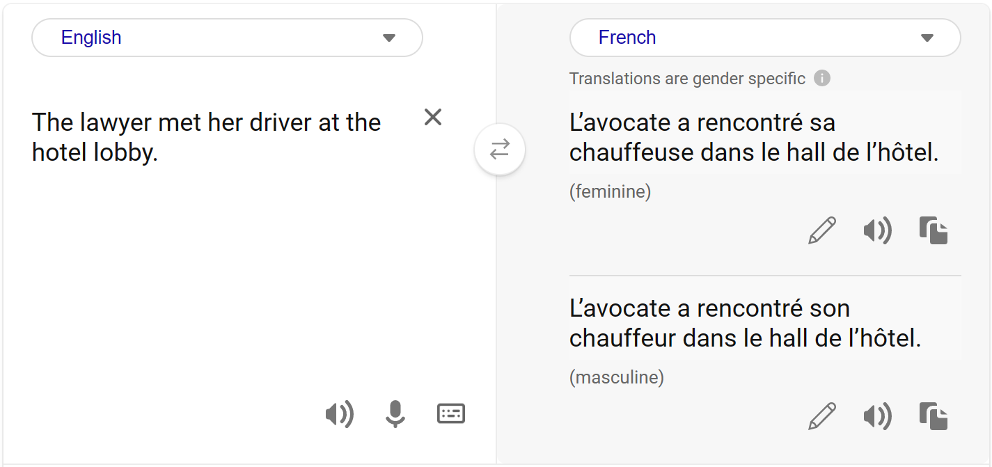 Dviprasmiško pagal lytį angliško teksto vertimas į prancūzų kalbą