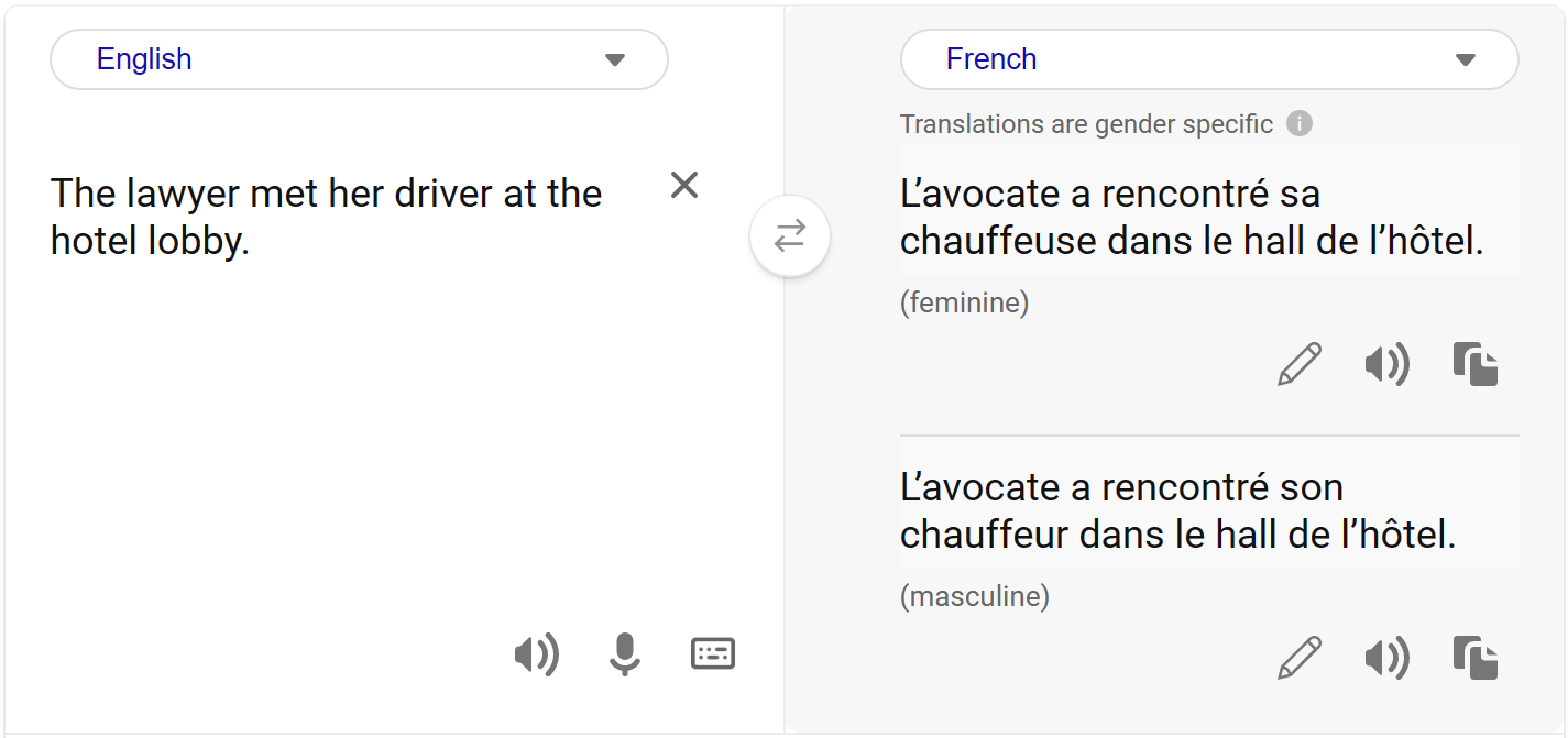 Oversettelse av kjønnstvetydig engelsk tekst til fransk
