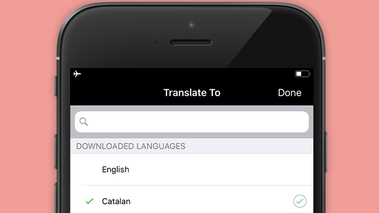 Offline translation available when you download offline packs