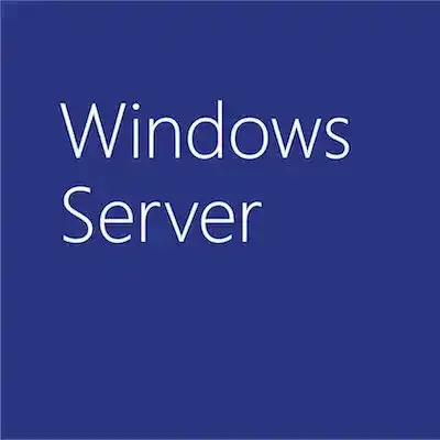 Windows Server logo on blue background, used for Microsoft’s enterprise server management and infrastructure.