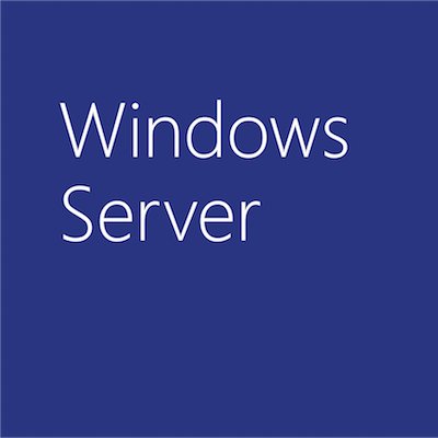 Windows Server in white text on a blue background.
