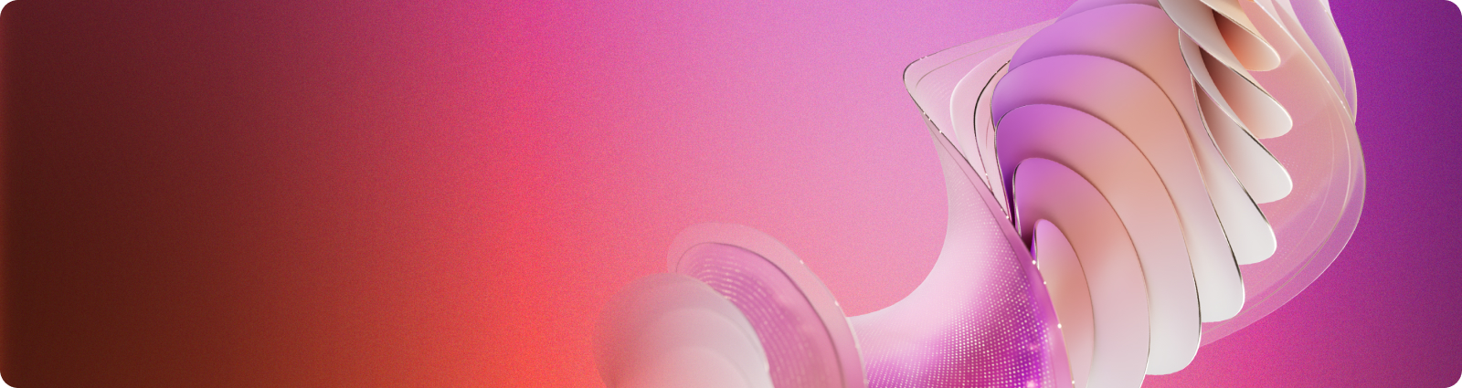 Abstract 3D forms on a pink‑purple gradient