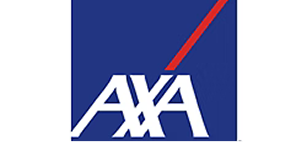 AXA logo on blue background and red stripe