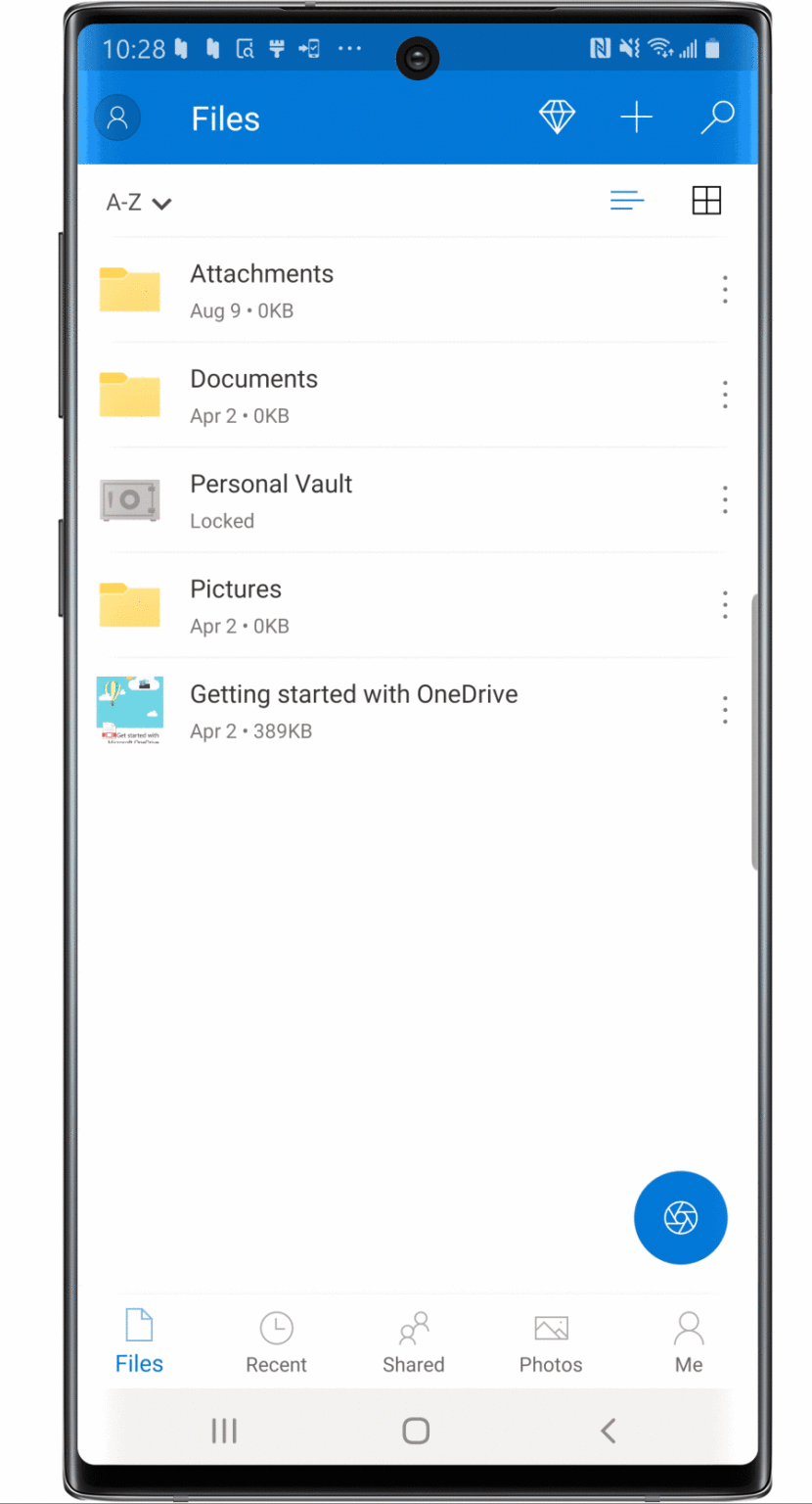 Animeeritud pilt sellest, kuidas kasutaja kinnitab OneDrive’i erahoidlas oma isiku.