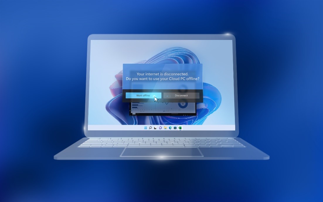  Image d’un PC utilisant Windows 365 Offline, qui permet de travailler dans Windows 365 sur un appareil déconnecté.