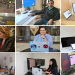 A collage of photos of Microsoft employees working from home.
