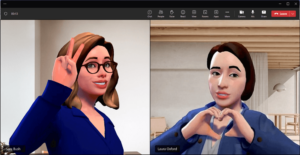Screen shot of Bush and Oxford using their avatars in a Microsoft Teams meeting.
