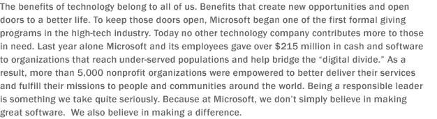Improving people's lives: We believe software can make a difference.