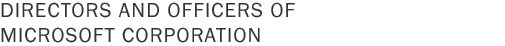Directors and Officers of Microosft Corporation