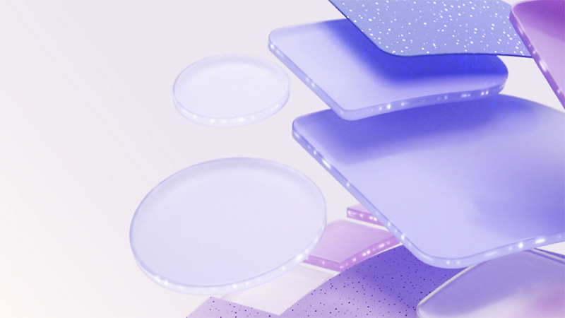 紫色の丸や四角の複数のオブジェクト