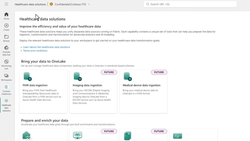 Healthcare Data solutionを開いている