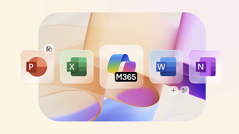 Microsoft 365 Copilot と Office アプリケーションのロゴ