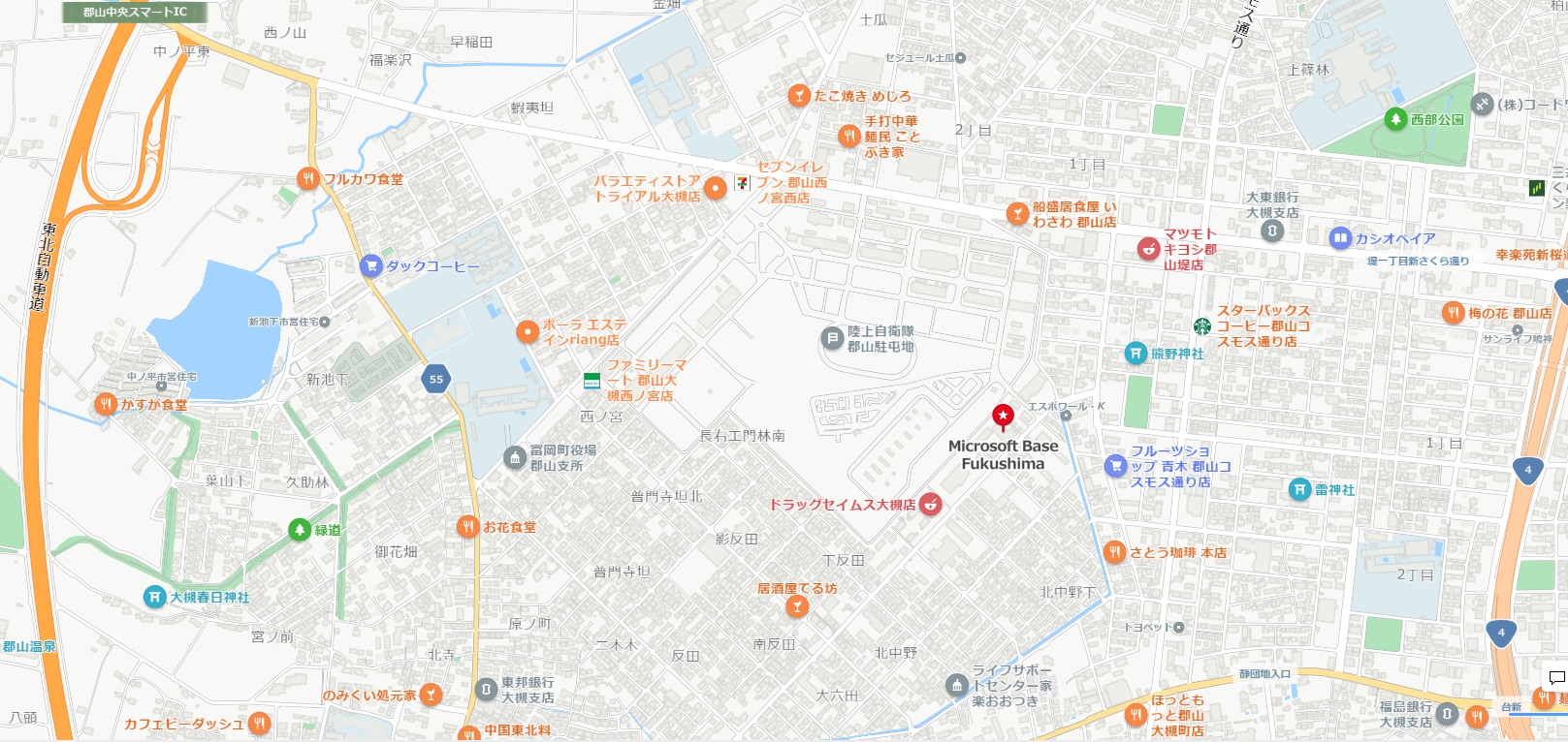 マイクロソフトベース福島のアクセスマップ