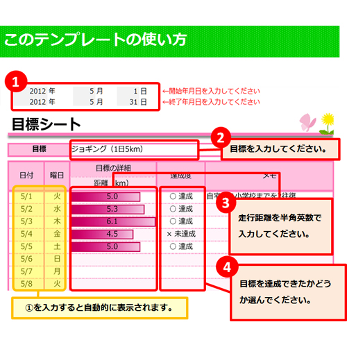チャレンジ・目標管理表 画面スライド-2