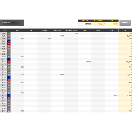 小遣い帳 (お父さん) 画面スライド-1