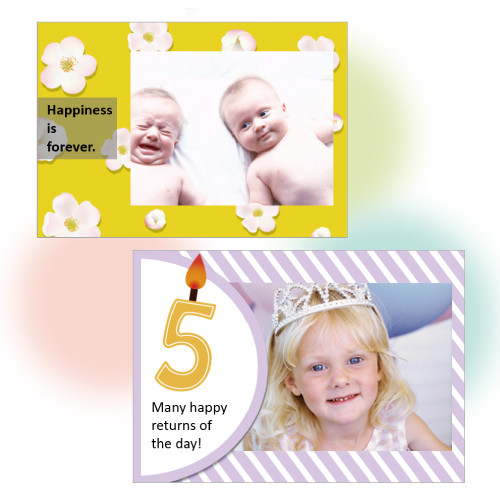 フォト フレーム (メッセージ カード付き・花・ストライプ) 画面スライド-1