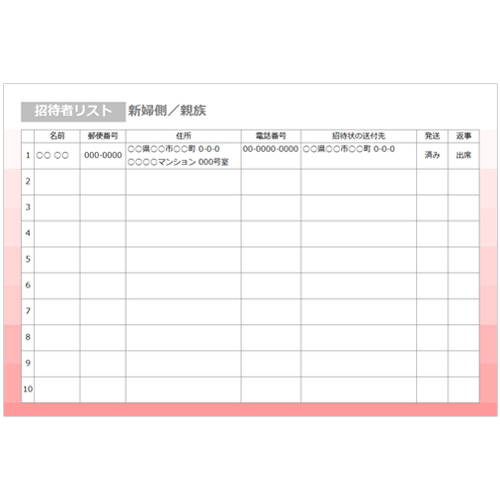 招待者リスト (ウエディング) 画面スライド-2