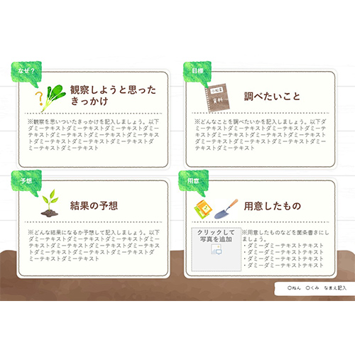 自由研究 (じゆうけんきゅう) ノート (小松菜の観察 こまつなのかんさつ) 画面スライド-2