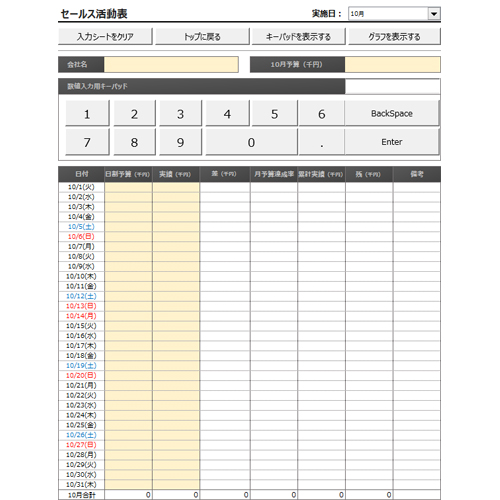 売上管理表 (セールス) (タッチ対応) 画面スライド-2