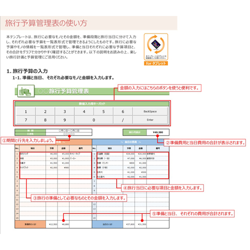 予算管理表 (旅行) (タッチ対応) 画面スライド-3
