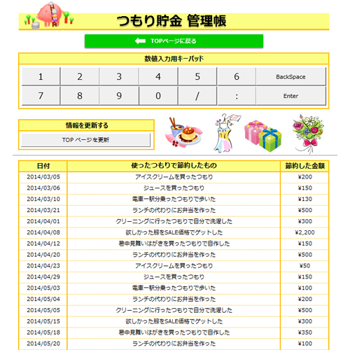 つもり貯金管理帳 (タッチ対応) 画面スライド-2