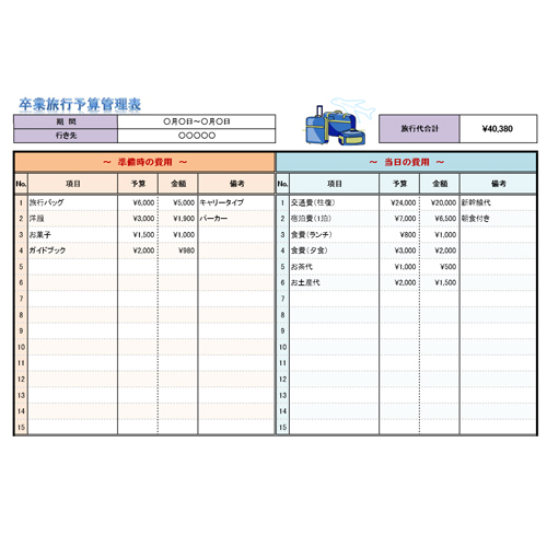 予算管理表 旅行 無料テンプレート公開中 楽しもう Office