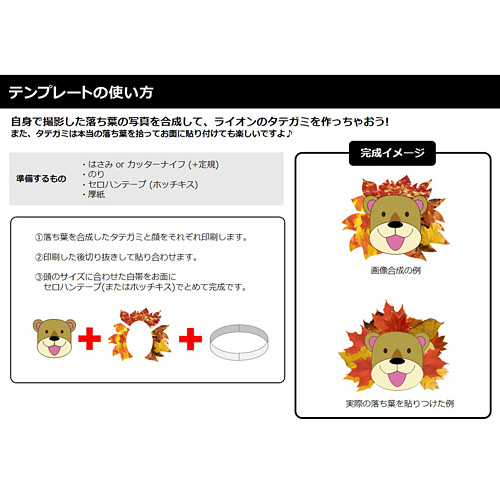 落ち葉お面 (めん) 画像スライド-2