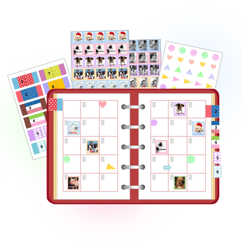 手帳用デコ シール (ポップ・動物シール) 画像スライド-1