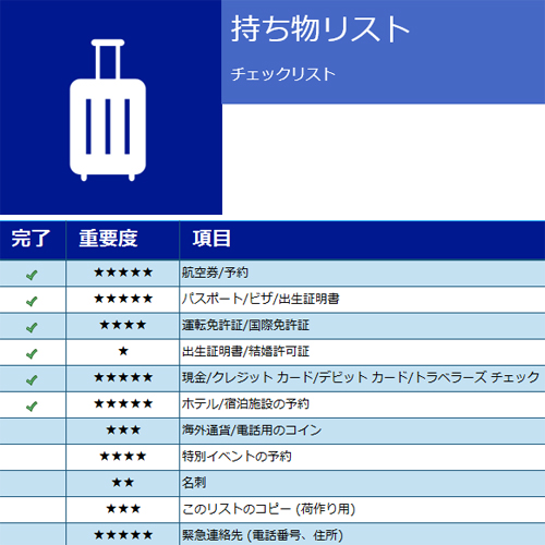 持ち物リスト 無料テンプレート公開中 楽しもう Office