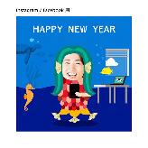 年賀状 (アマビエ・SNS 投稿用・キュート)