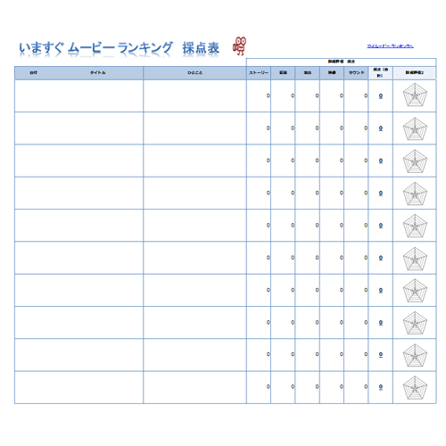 映画ランキング 採点表 無料テンプレート公開中 楽しもう Office