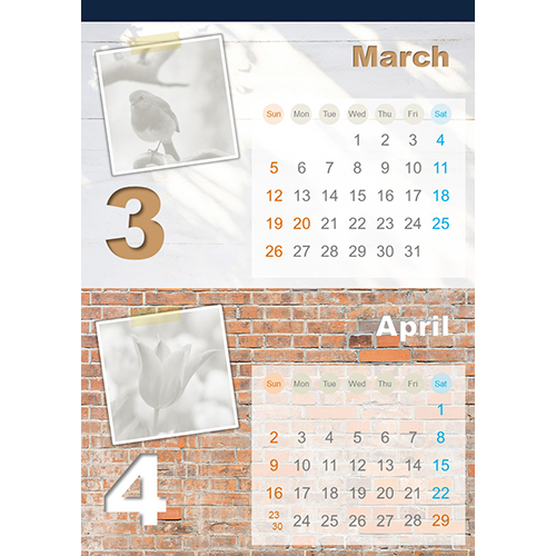 2017 年度カレンダー (ウォール・A4 サイズ) (フォト ウィザード用) 画像スライド-2