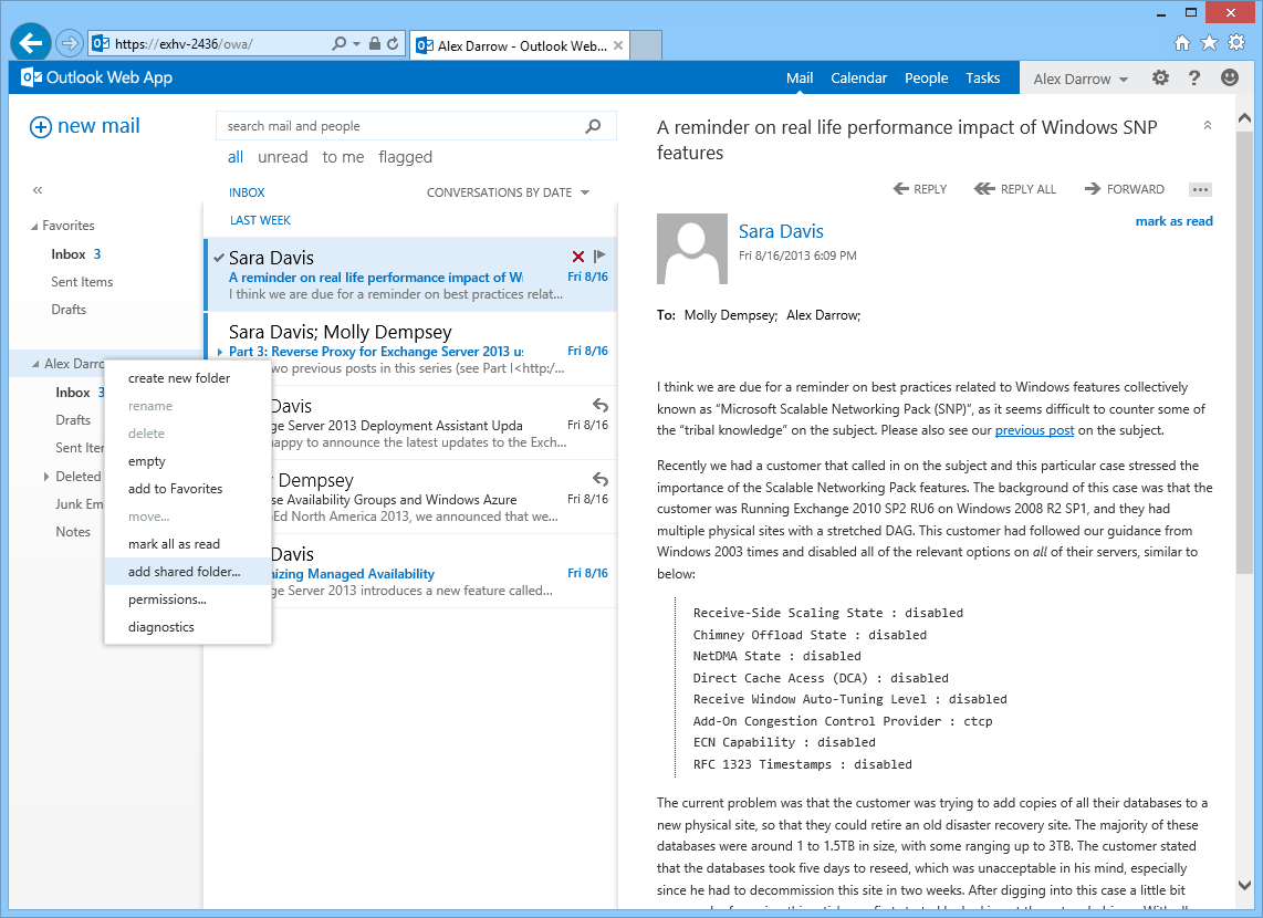 Outlook on the web - Sharing an Email Folder or Mailbox