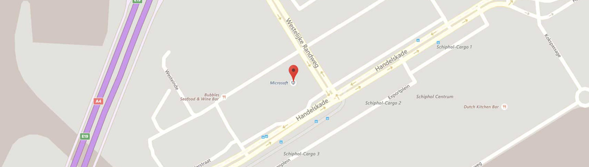 Een Bingkaart met een geopin op de plek waar het Microsoft Hoofdkantoor in Nederland zich bevindt