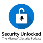 Security Unlocked podcast icon displaying illustration of lock with microphone inside