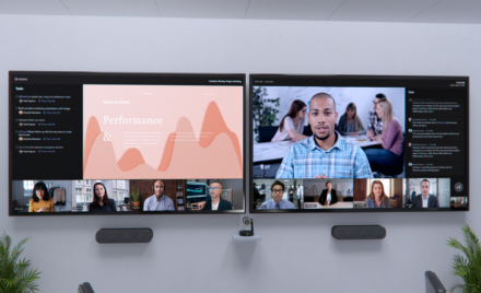 Image for: Nové inovácie hybridnej práce v aplikácii Microsoft Teams Rooms, službe Fluid a na platforme Microsoft Viva